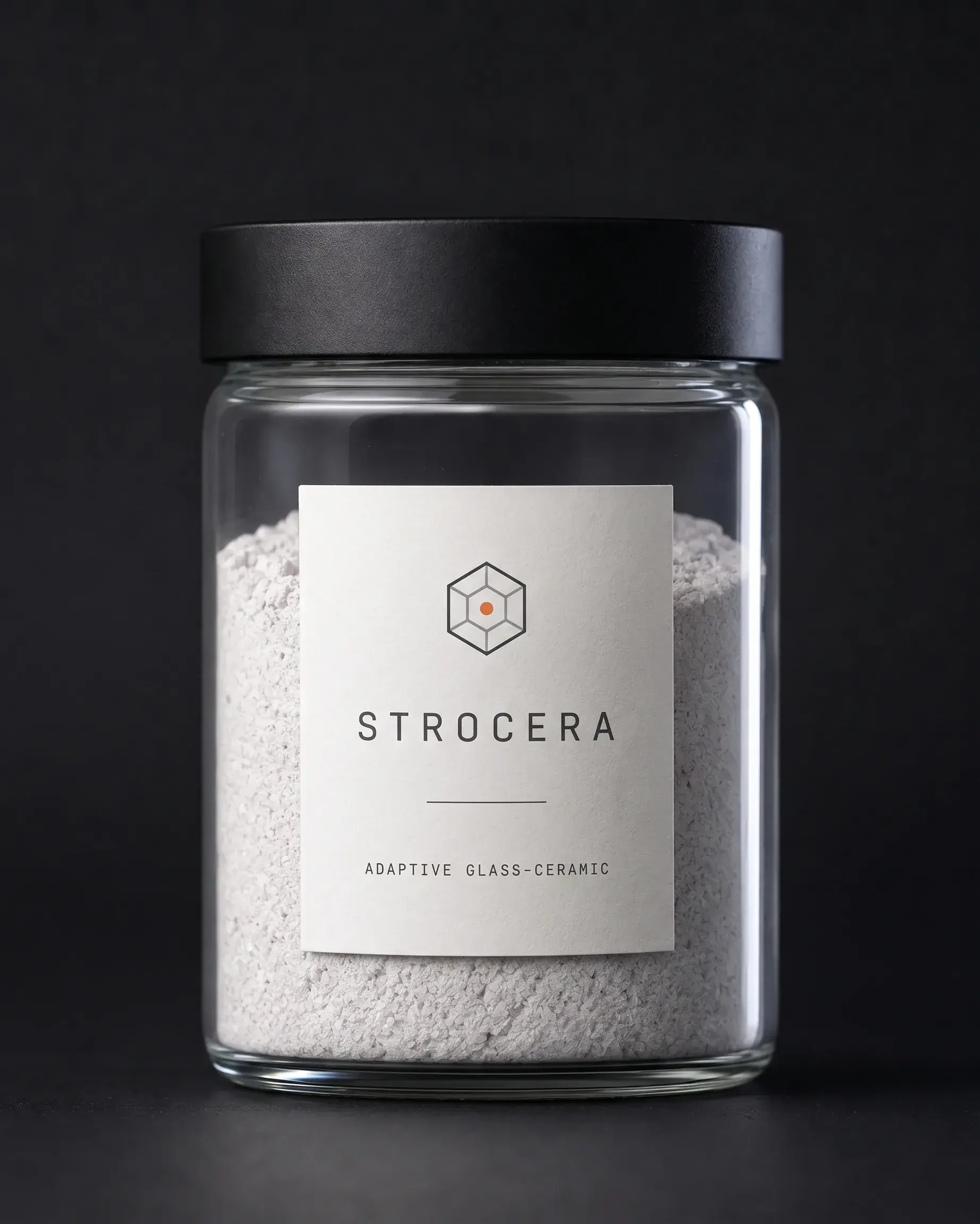 Adaptive Glass-Ceramic in a Strocera sample jar